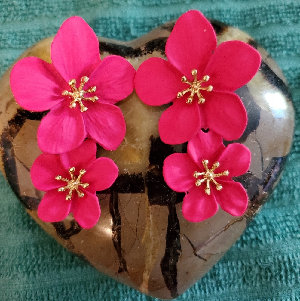 Pink Flower Earrings